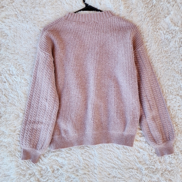 Tahari Wool Blend Blush Cable Knit Sweater - Picture 5 of 5